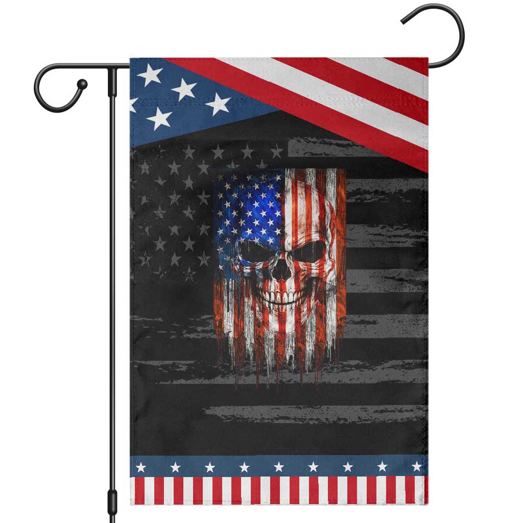 Patriotic Skull American Flag USA Pride Garden Flag TS12 Distressed Black Blue Print Your Wear