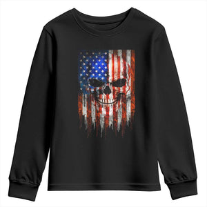 Patriotic Skull American Flag USA Pride Youth Sweatshirt TS12 Black Print Your Wear