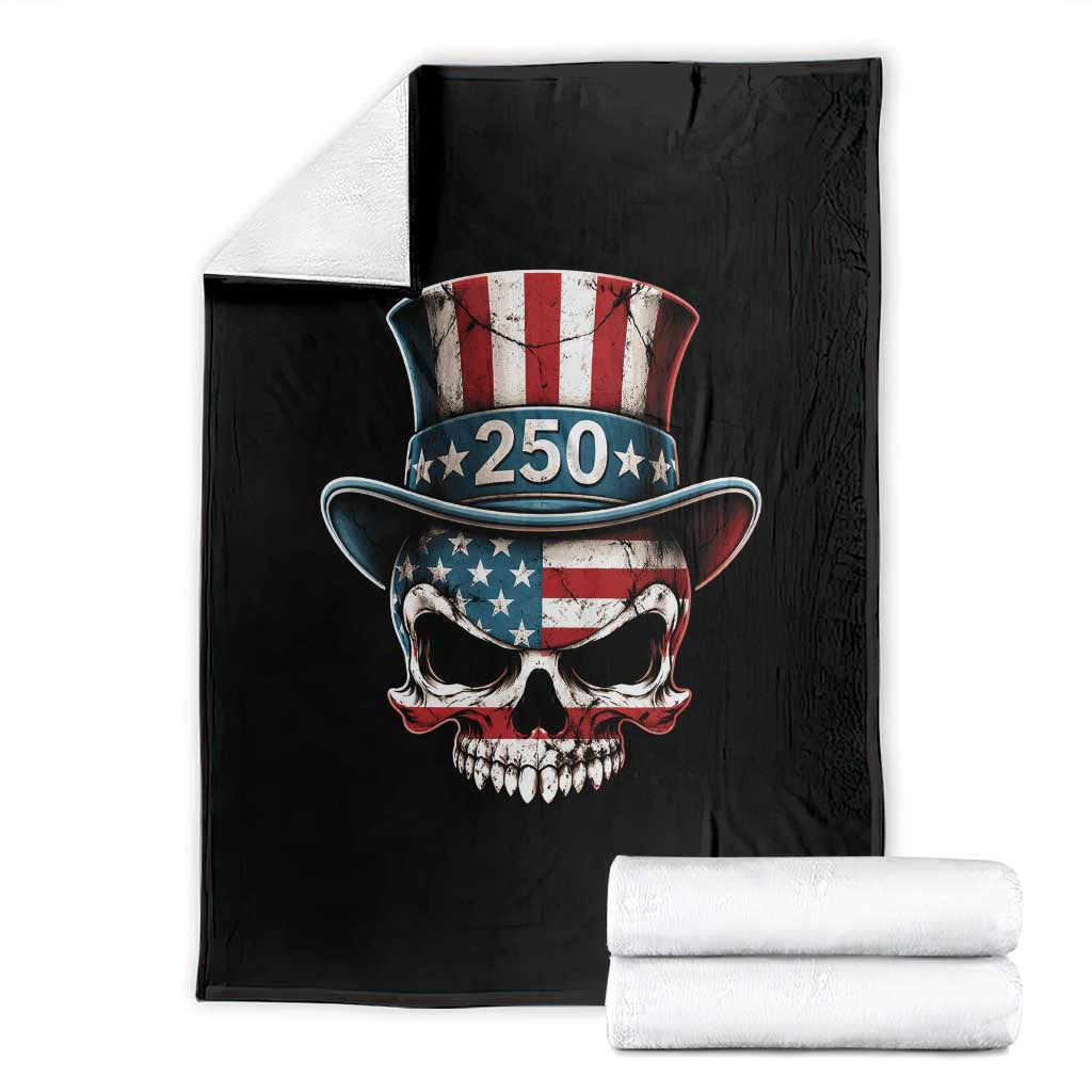 American Flag Skull Patriotic Pride Throw Blanket USA 250 Anniversary TS12 Black Print Your Wear