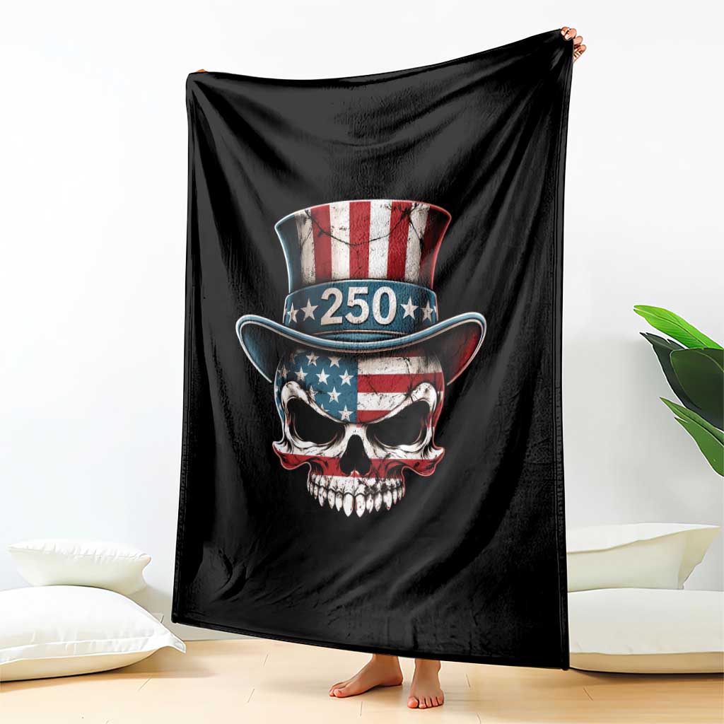 American Flag Skull Patriotic Pride Throw Blanket USA 250 Anniversary TS12 Print Your Wear