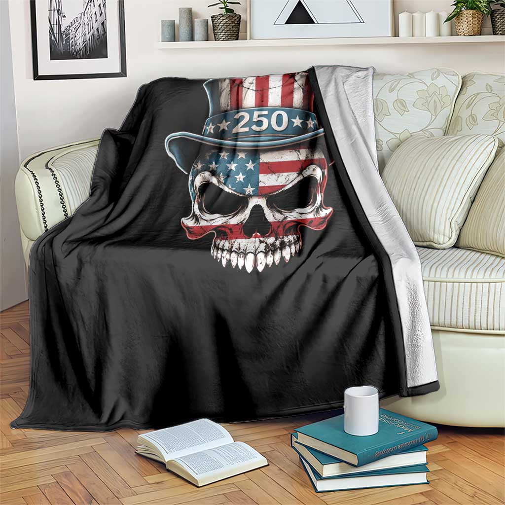American Flag Skull Patriotic Pride Throw Blanket USA 250 Anniversary TS12 Print Your Wear
