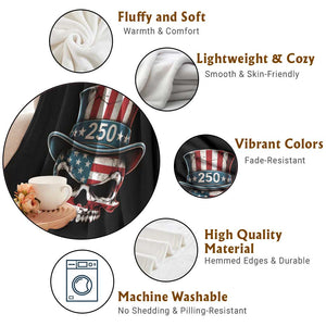 American Flag Skull Patriotic Pride Throw Blanket USA 250 Anniversary TS12 Print Your Wear