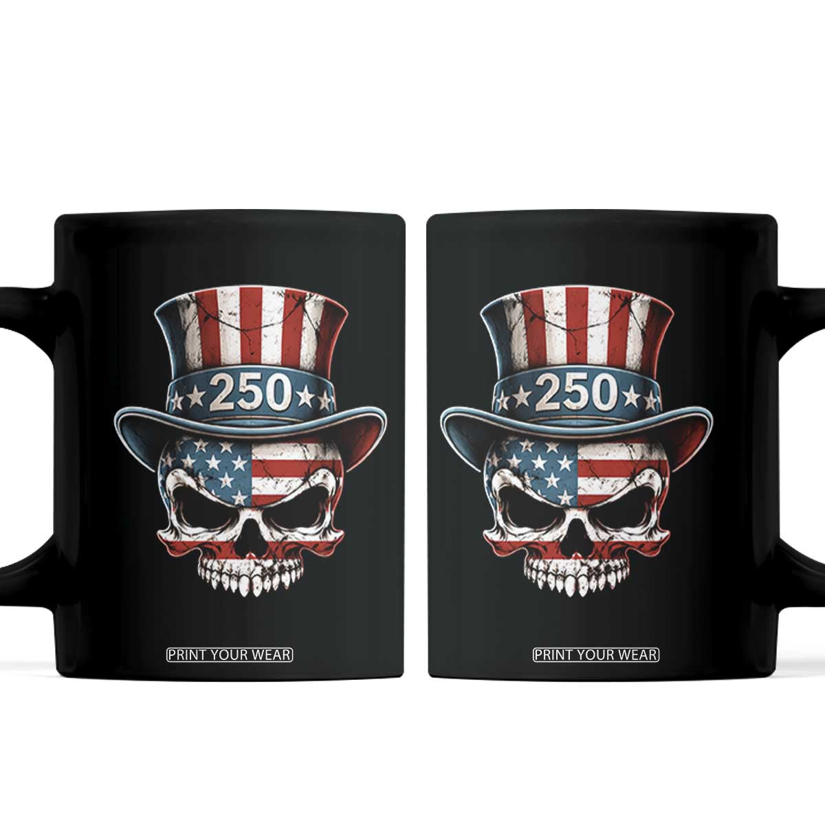 American Flag Skull Patriotic Pride Coffee Mug USA 250 Anniversary TS12 Black Print Your Wear