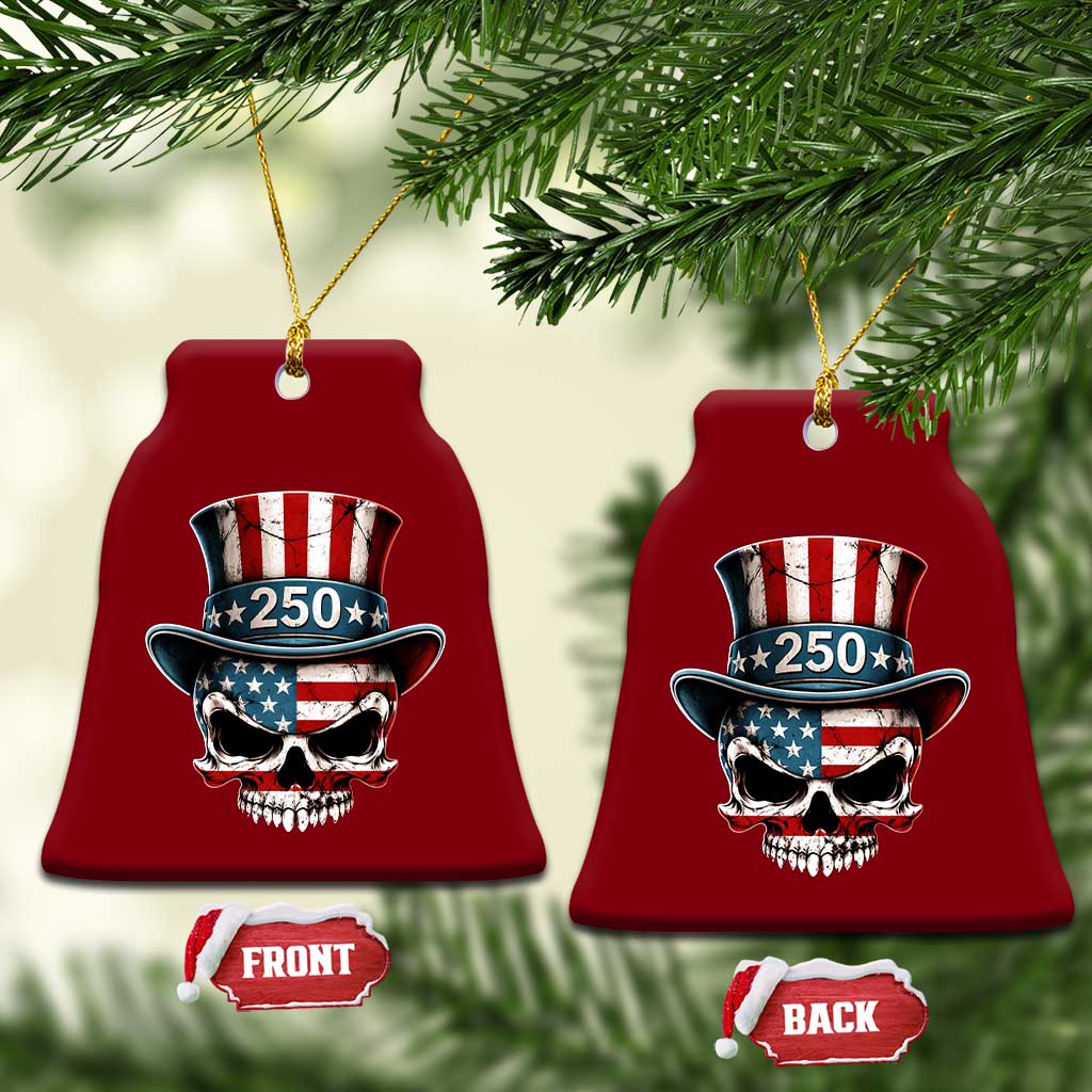 American Flag Skull Patriotic Pride Ceramic Ornament USA 250 Anniversary TS12 Print Your Wear