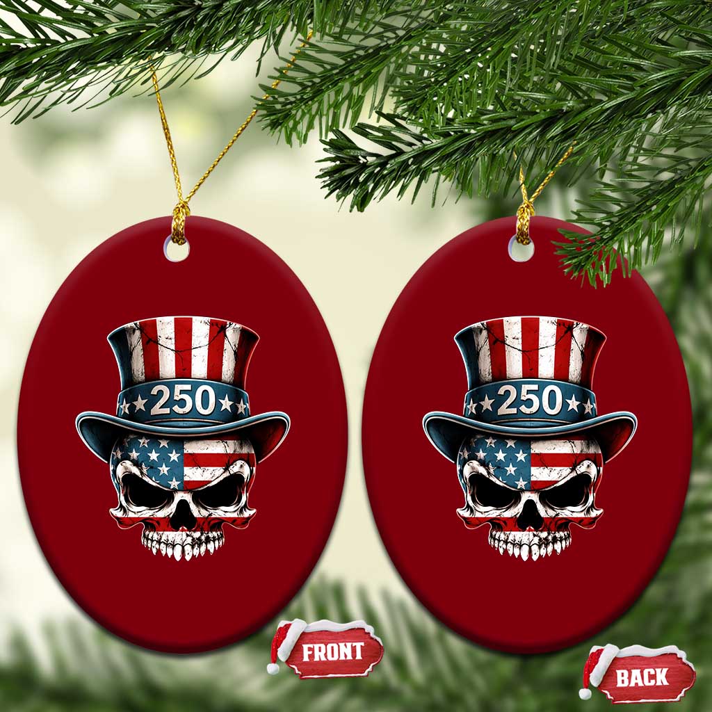 American Flag Skull Patriotic Pride Ceramic Ornament USA 250 Anniversary TS12 Print Your Wear