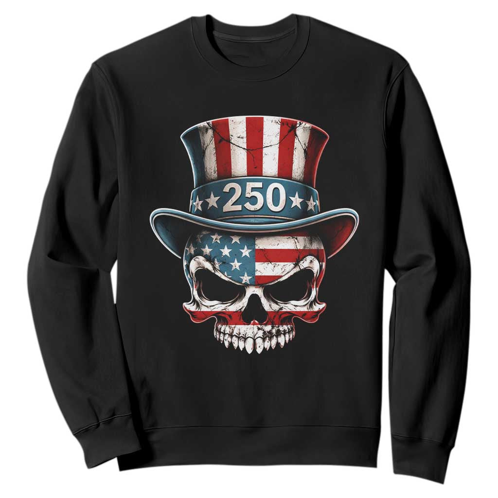 American Flag Skull Patriotic Pride Sweatshirt USA 250 Anniversary TS12 Black Print Your Wear