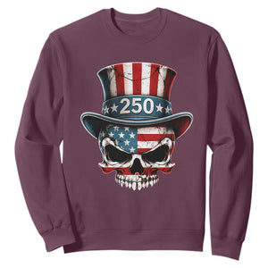American Flag Skull Patriotic Pride Sweatshirt USA 250 Anniversary TS12 Maroon Print Your Wear