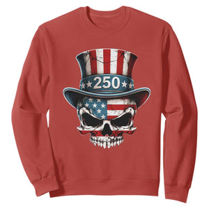 American Flag Skull Patriotic Pride Sweatshirt USA 250 Anniversary TS12 Red Print Your Wear