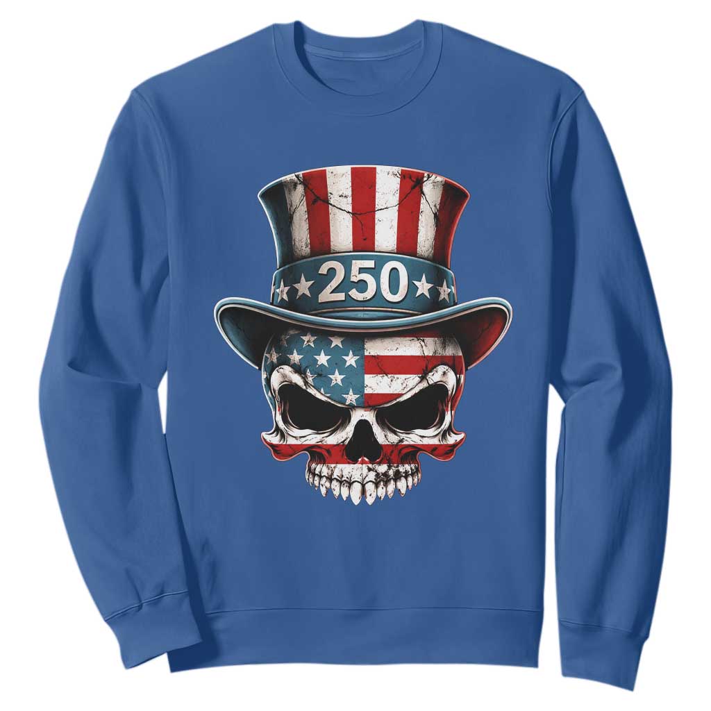 American Flag Skull Patriotic Pride Sweatshirt USA 250 Anniversary TS12 Royal Blue Print Your Wear