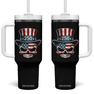 American Flag Skull Patriotic Pride Tumbler With Handle USA 250 Anniversary TS12 One Size: 40 oz Black Print Your Wear