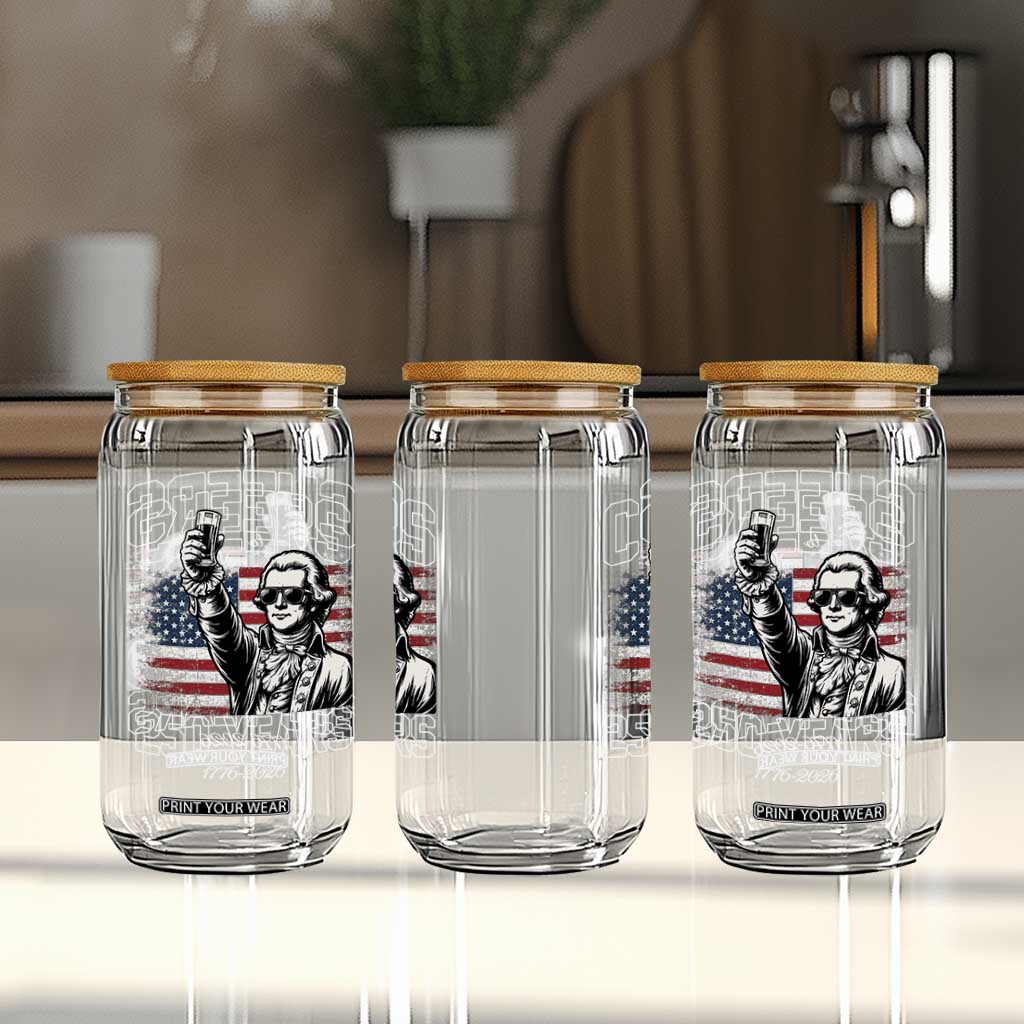 Patriotic Thomas Jefferson Glass Can Cheers To 250 Years TS12 Print Your Wear