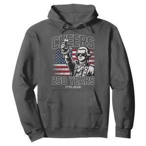 Patriotic Thomas Jefferson Hoodie Cheers To 250 Years TS12 Dark Heather Print Your Wear