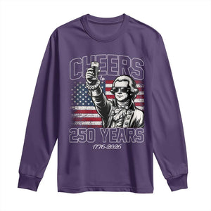 Patriotic Thomas Jefferson Long Sleeve Shirt Cheers To 250 Years TS12 Purple Print Your Wear