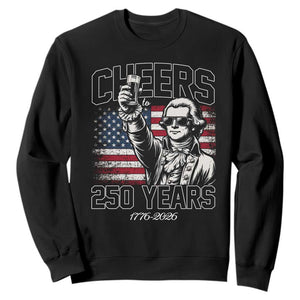 Patriotic Thomas Jefferson Sweatshirt Cheers To 250 Years TS12 Black Print Your Wear