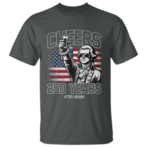 Patriotic Thomas Jefferson T Shirt Cheers To 250 Years TS12 Dark Heather Print Your Wear