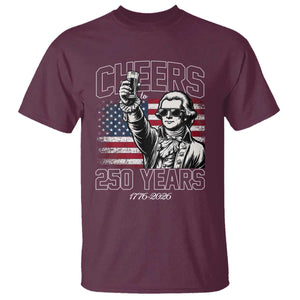 Patriotic Thomas Jefferson T Shirt Cheers To 250 Years TS12 Maroon Print Your Wear