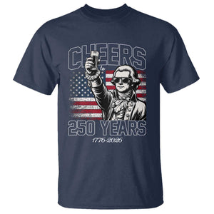 Patriotic Thomas Jefferson T Shirt Cheers To 250 Years TS12 Navy Print Your Wear