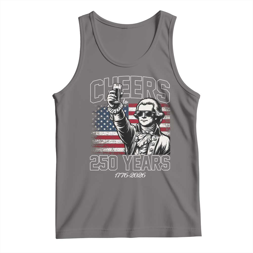 Patriotic Thomas Jefferson Tank Top Cheers To 250 Years TS12 Deep Heather Print Your Wear