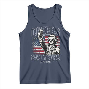 Patriotic Thomas Jefferson Tank Top Cheers To 250 Years TS12 Navy Print Your Wear