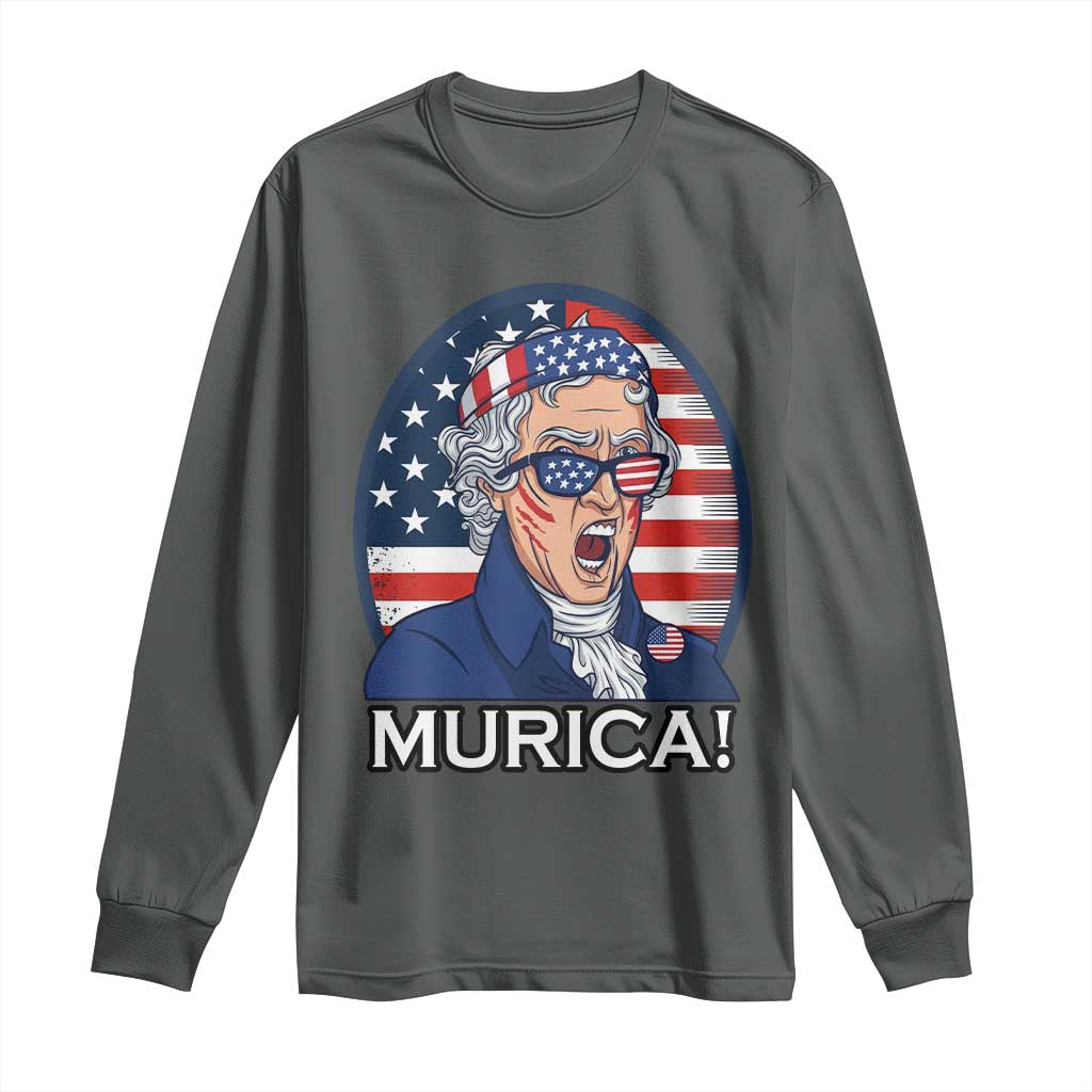 Funny Murica Thomas Jefferson Long Sleeve Shirt Founding Father Gift TS12 Dark Heather Print Your Wear