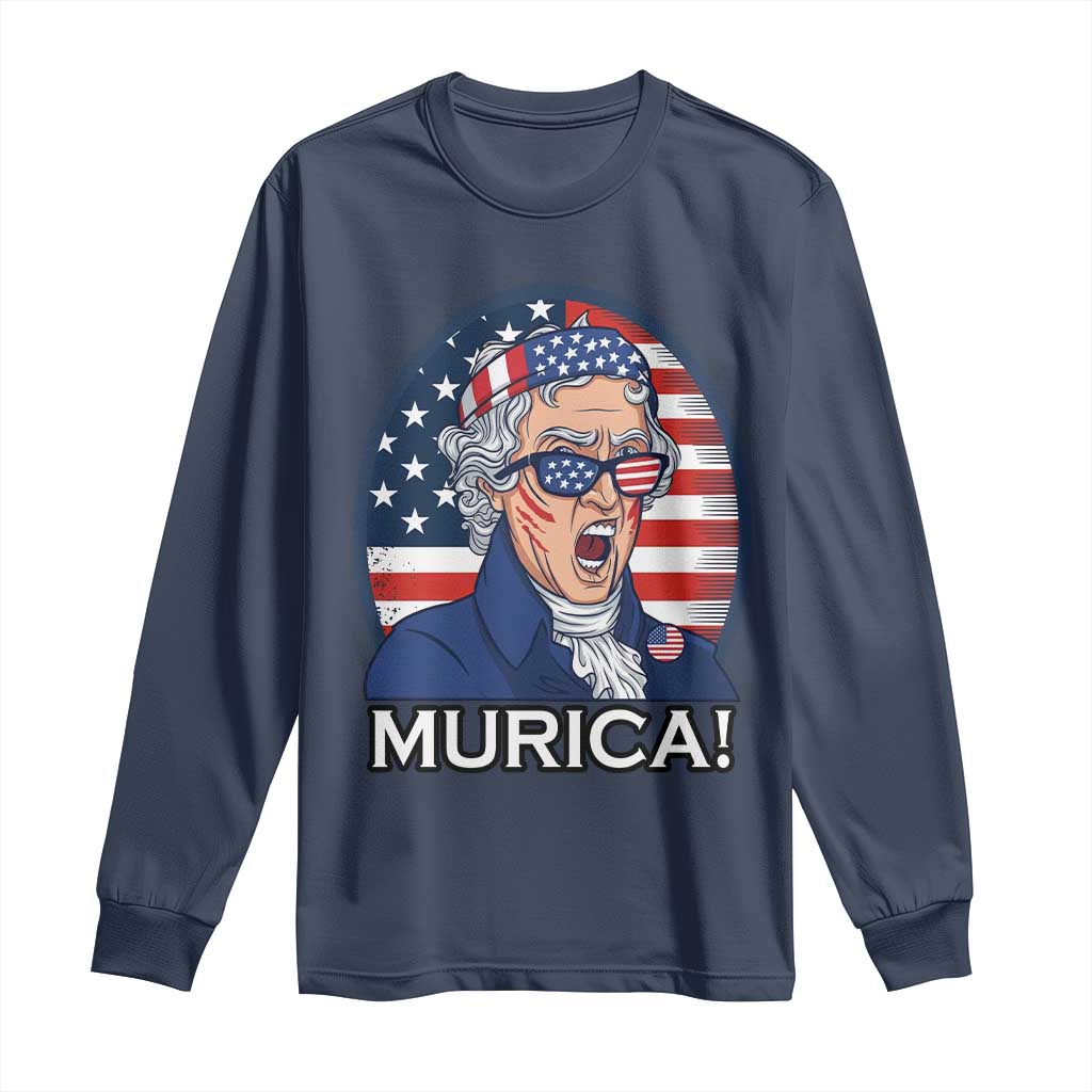 Funny Murica Thomas Jefferson Long Sleeve Shirt Founding Father Gift TS12 Navy Print Your Wear