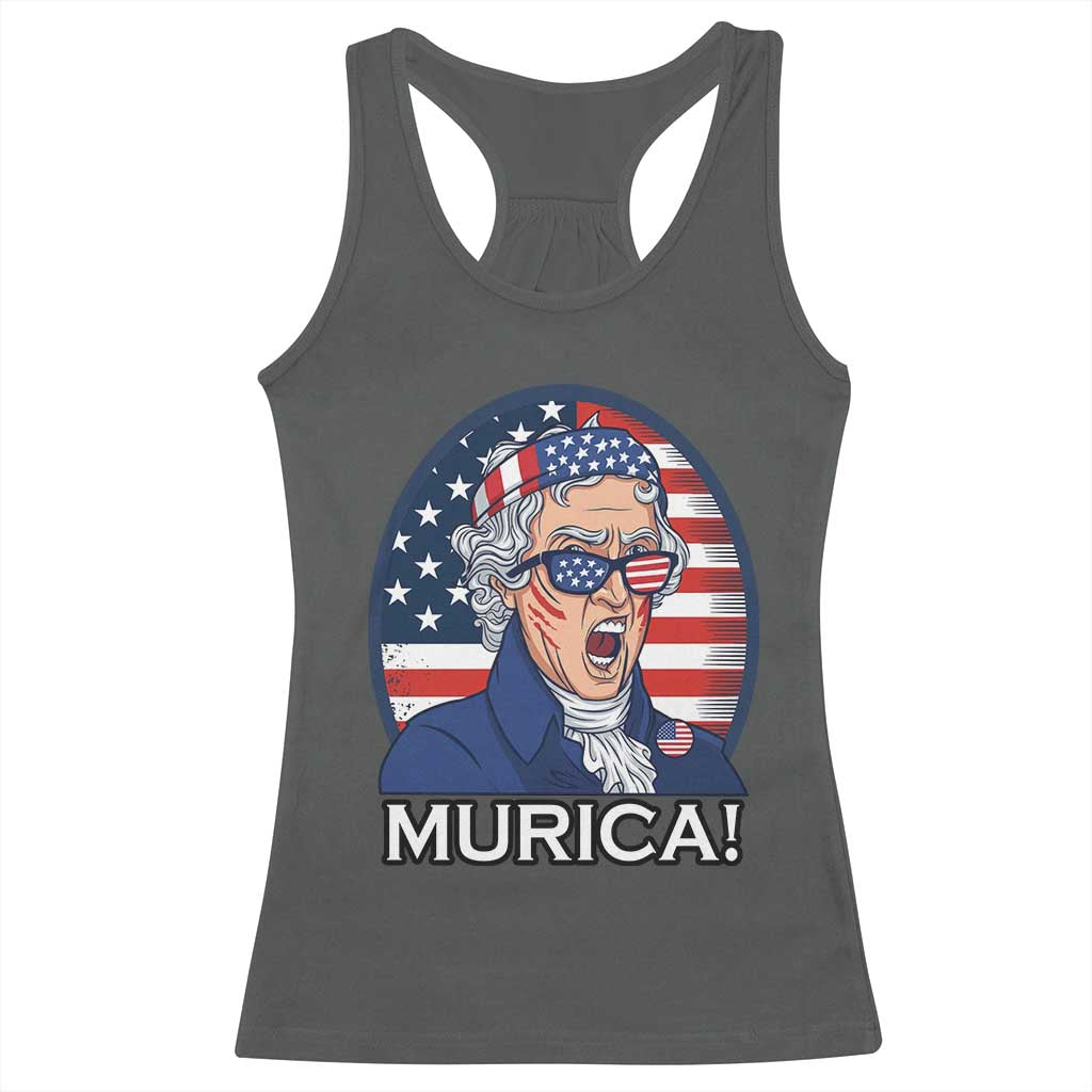 Funny Murica Thomas Jefferson Racerback Tank Top Founding Father Gift TS12 Dark Heather Print Your Wear