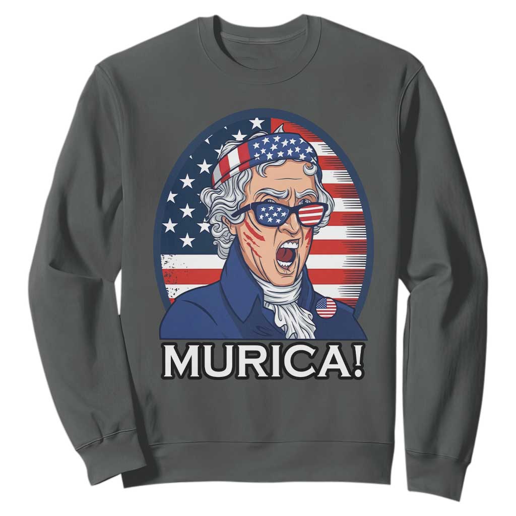 Funny Murica Thomas Jefferson Sweatshirt Founding Father Gift TS12 Dark Heather Print Your Wear