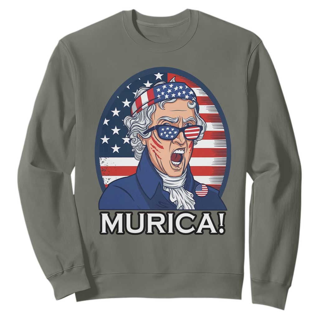 Funny Murica Thomas Jefferson Sweatshirt Founding Father Gift TS12 Military Green Print Your Wear