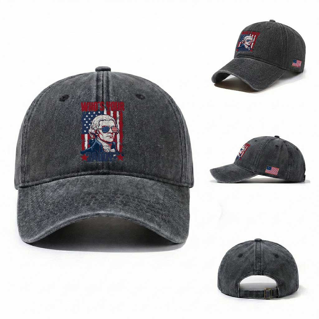 Funny Thomas Jefferson Washed Cotton Baseball Cap Who Is Your Daddy TS12 Washed Cap Universal Fit Dark Gray Print Your Wear