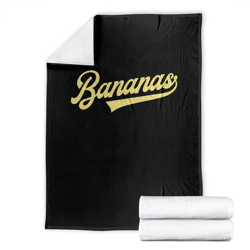 Funny Banana Pattern Typography Throw Blanket Retro Throwback Fruit Lover TS12 Black Print Your Wear