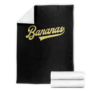 Funny Banana Pattern Typography Throw Blanket Retro Throwback Fruit Lover TS12 Black Print Your Wear