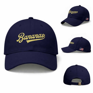 Funny Banana Pattern Typography Baseball Cap Retro Throwback Fruit Lover TS12 Baseball Cap Universal Fit Dark Blue Print Your Wear
