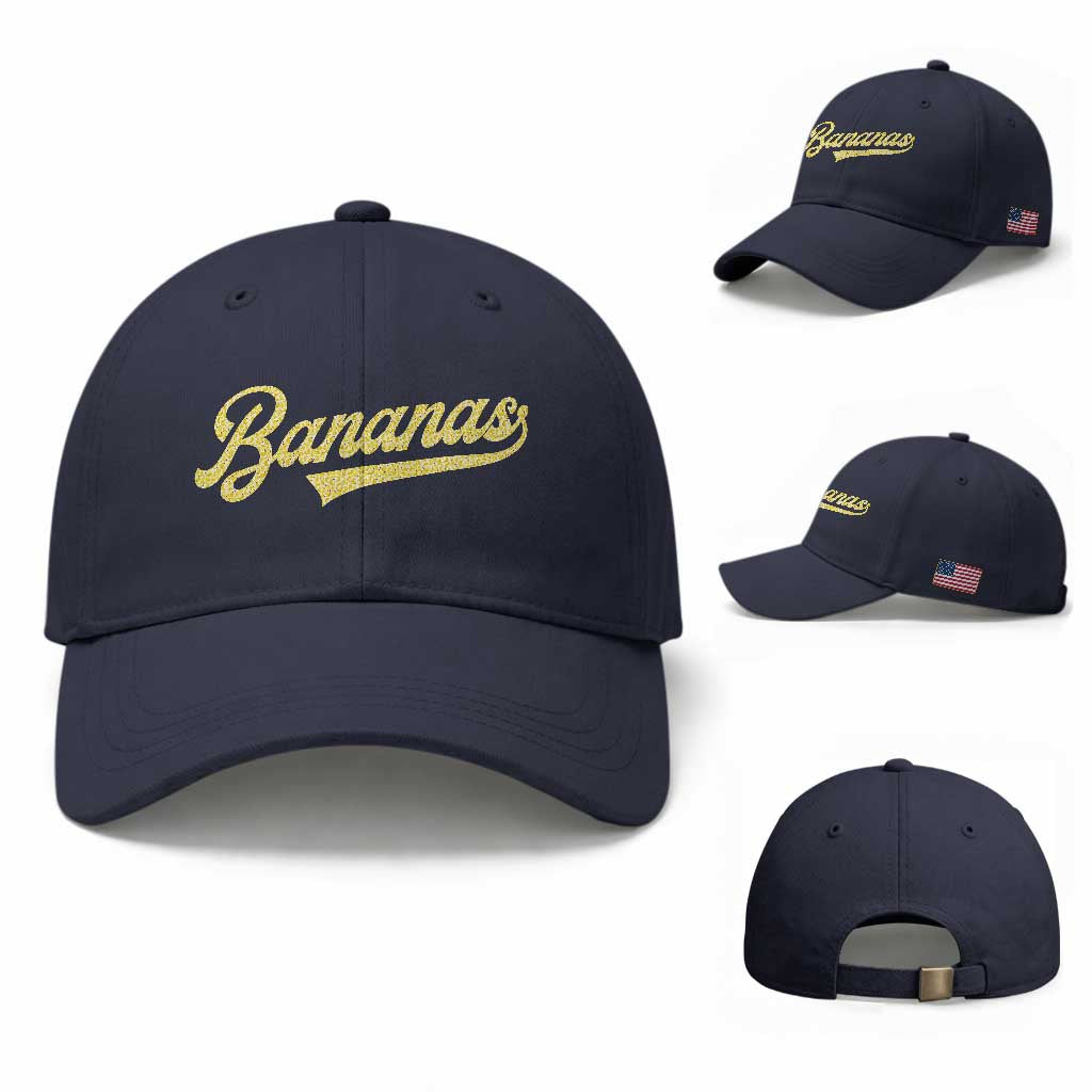 Funny Banana Pattern Typography Baseball Cap Retro Throwback Fruit Lover TS12 Baseball Cap Universal Fit Navy Print Your Wear