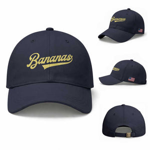Funny Banana Pattern Typography Baseball Cap Retro Throwback Fruit Lover TS12 Baseball Cap Universal Fit Navy Print Your Wear