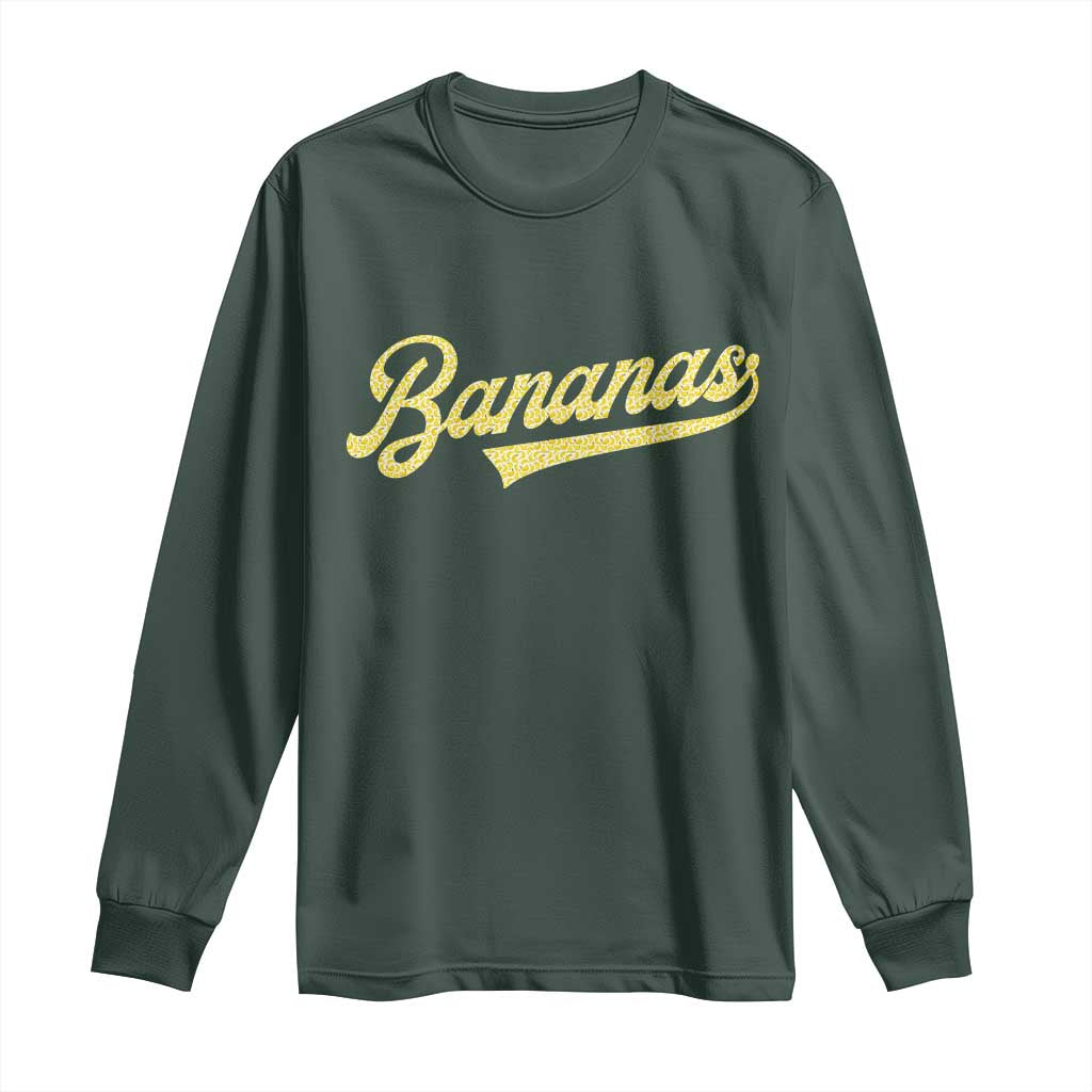 Funny Banana Pattern Typography Long Sleeve Shirt Retro Throwback Fruit Lover TS12 Dark Forest Green Print Your Wear