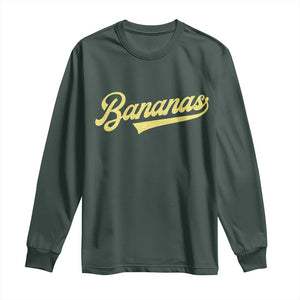 Funny Banana Pattern Typography Long Sleeve Shirt Retro Throwback Fruit Lover TS12 Dark Forest Green Print Your Wear