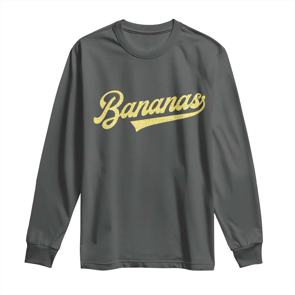 Funny Banana Pattern Typography Long Sleeve Shirt Retro Throwback Fruit Lover TS12 Dark Heather Print Your Wear