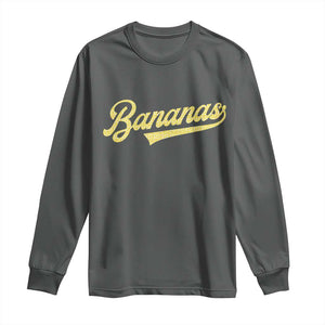 Funny Banana Pattern Typography Long Sleeve Shirt Retro Throwback Fruit Lover TS12 Dark Heather Print Your Wear