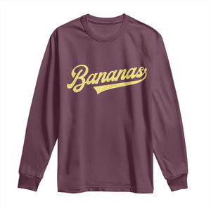 Funny Banana Pattern Typography Long Sleeve Shirt Retro Throwback Fruit Lover TS12 Maroon Print Your Wear