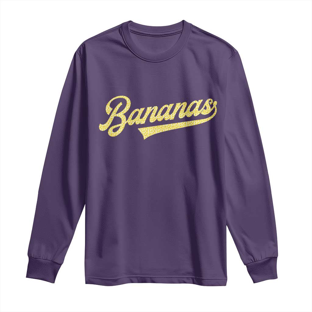 Funny Banana Pattern Typography Long Sleeve Shirt Retro Throwback Fruit Lover TS12 Purple Print Your Wear