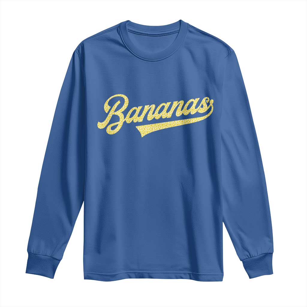 Funny Banana Pattern Typography Long Sleeve Shirt Retro Throwback Fruit Lover TS12 Royal Blue Print Your Wear
