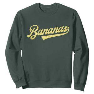 Funny Banana Pattern Typography Sweatshirt Retro Throwback Fruit Lover TS12 Dark Forest Green Print Your Wear