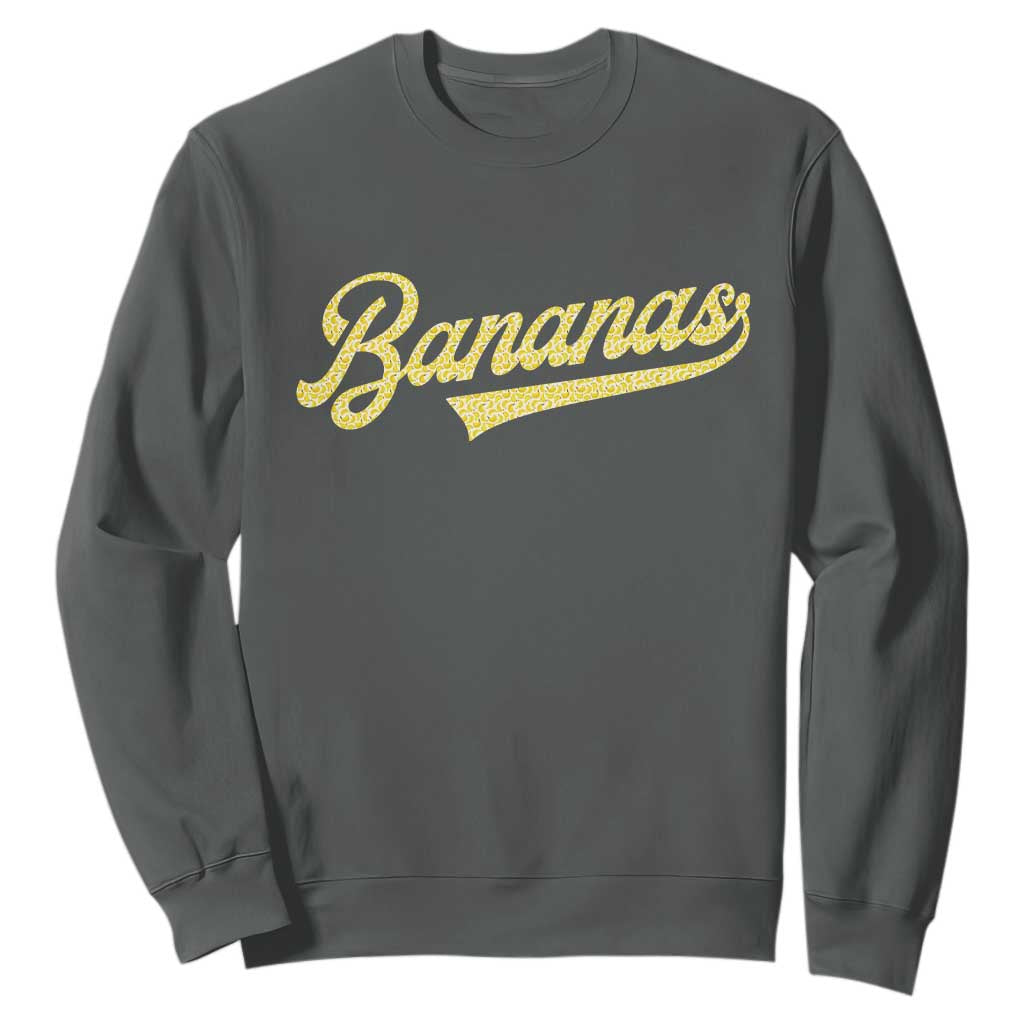 Funny Banana Pattern Typography Sweatshirt Retro Throwback Fruit Lover TS12 Dark Heather Print Your Wear
