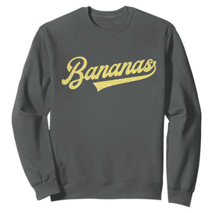 Funny Banana Pattern Typography Sweatshirt Retro Throwback Fruit Lover TS12 Dark Heather Print Your Wear