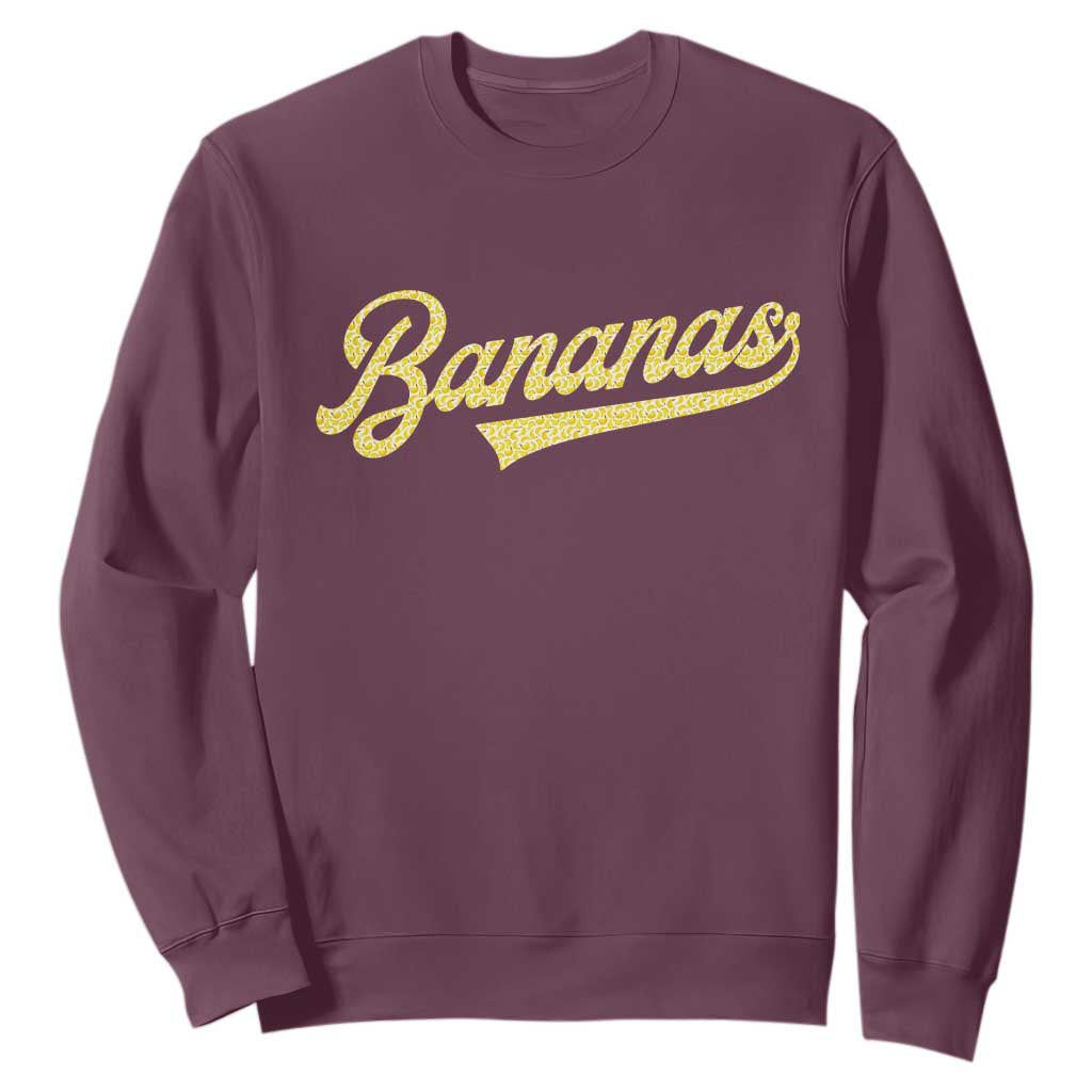 Funny Banana Pattern Typography Sweatshirt Retro Throwback Fruit Lover TS12 Maroon Print Your Wear