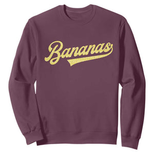 Funny Banana Pattern Typography Sweatshirt Retro Throwback Fruit Lover TS12 Maroon Print Your Wear