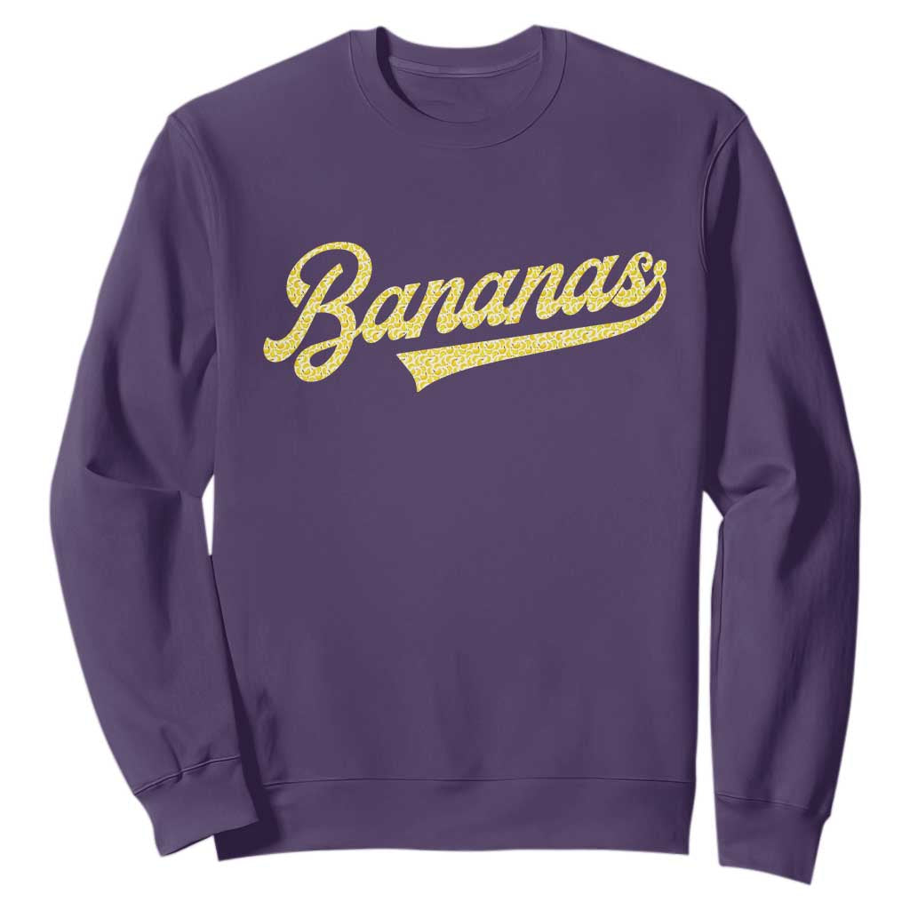 Funny Banana Pattern Typography Sweatshirt Retro Throwback Fruit Lover TS12 Purple Print Your Wear