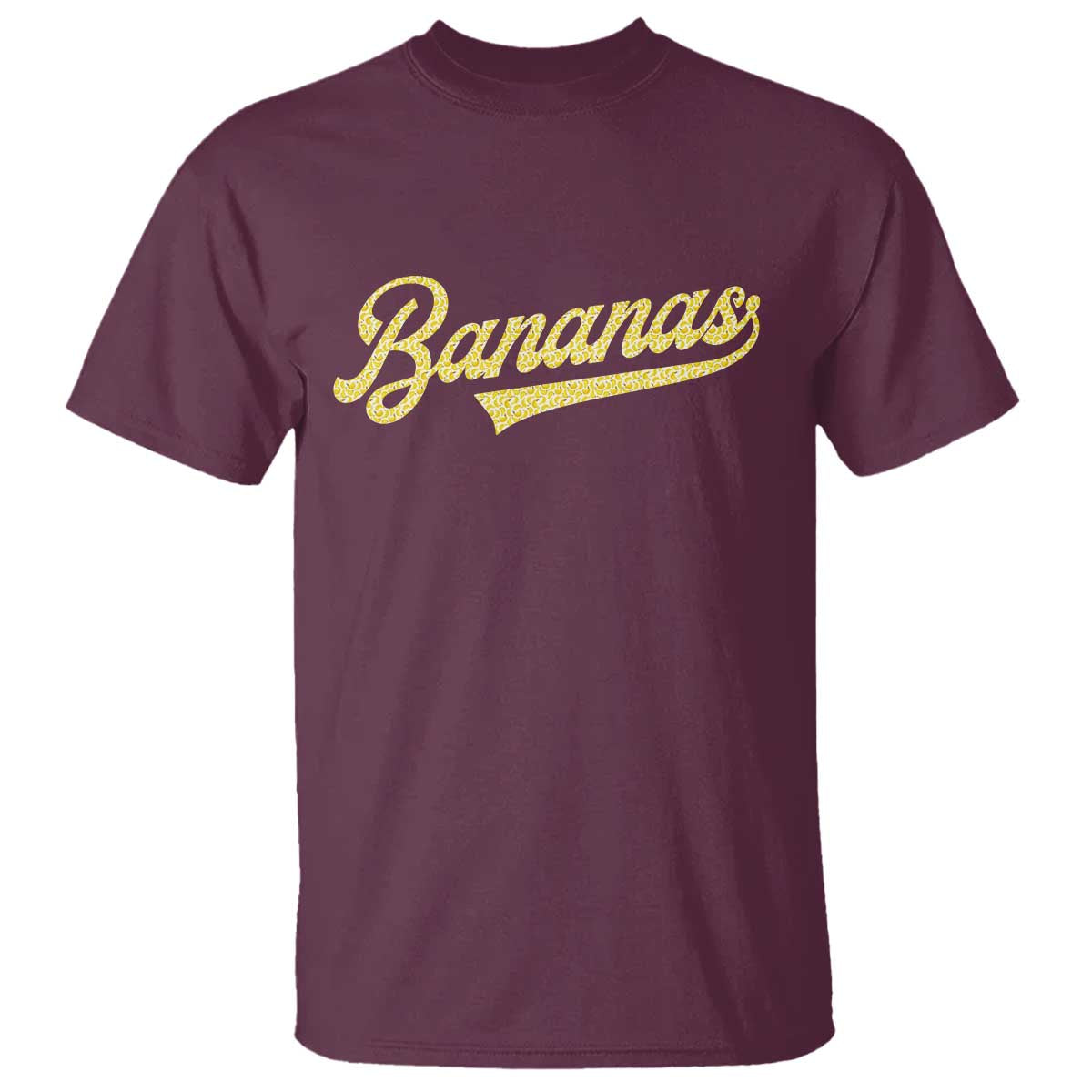 Funny Banana Pattern Typography T Shirt Retro Throwback Fruit Lover TS12 Maroon Print Your Wear