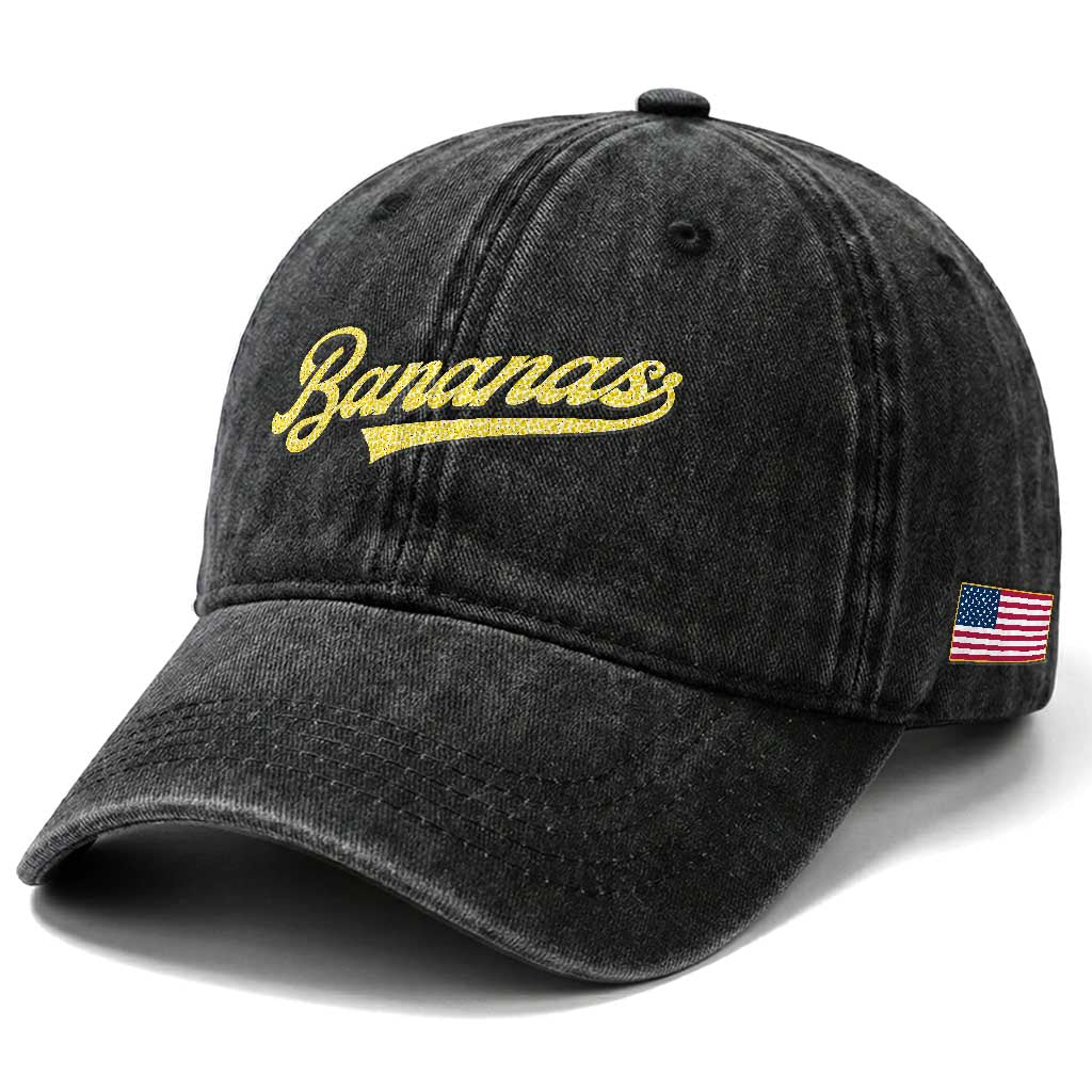 Funny Banana Pattern Typography Washed Cotton Baseball Cap Retro Throwback Fruit Lover TS12 Print Your Wear