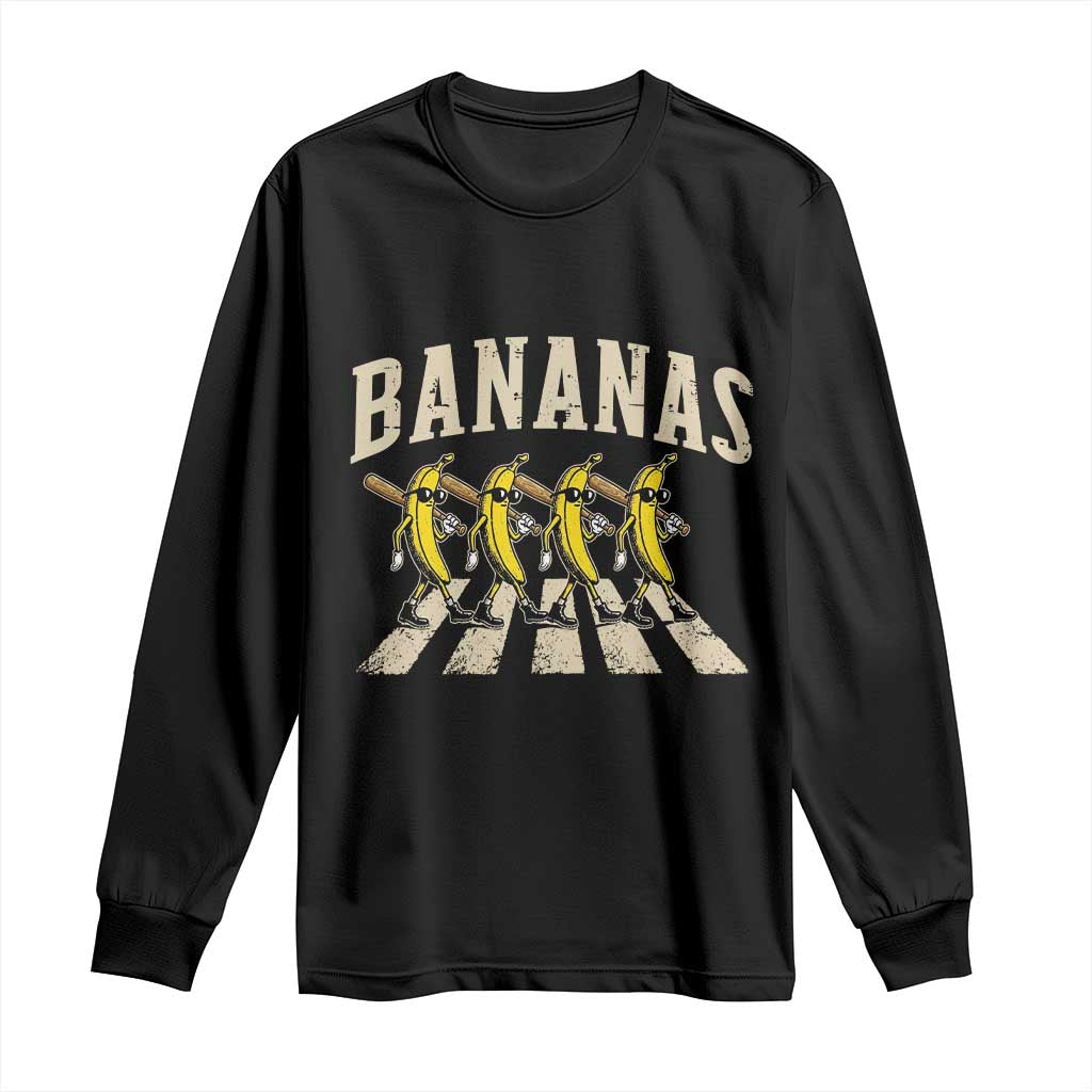 Retro Bananas Parody Long Sleeve Shirt Funny Baseball Player Gift TS12 Black Print Your Wear